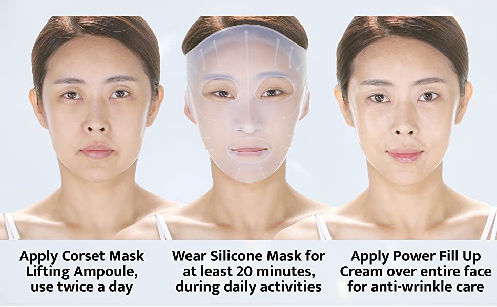 DOCTORCOS Super Lifting Skin Mask Set | Silicone Mask (Reusable) + Aqua Glow Mask (3.71 oz) + Fill up Wrinkle Cream (1.69 oz)